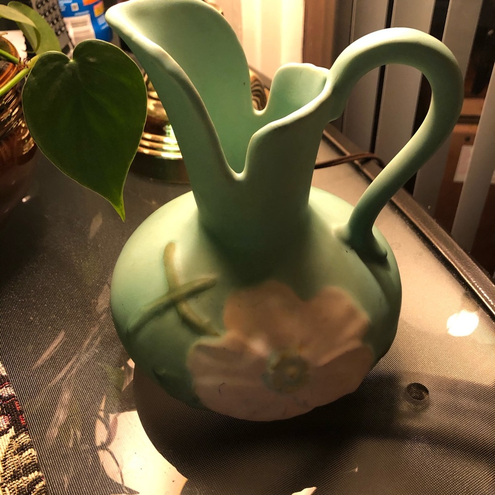 Weller Ceramic Wild Rose Pitcher 1930's